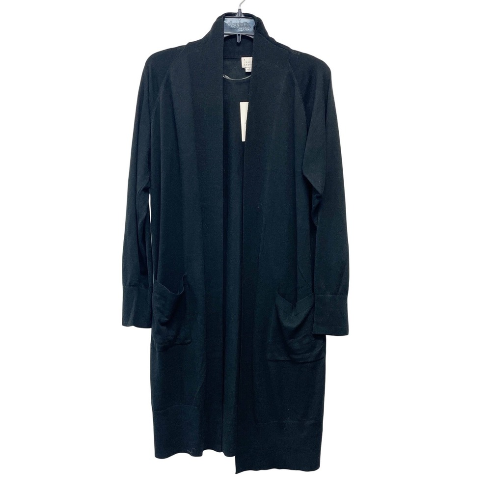 A New Day Women's Black Longline Open Front Knit Cardigan Sweater Size S